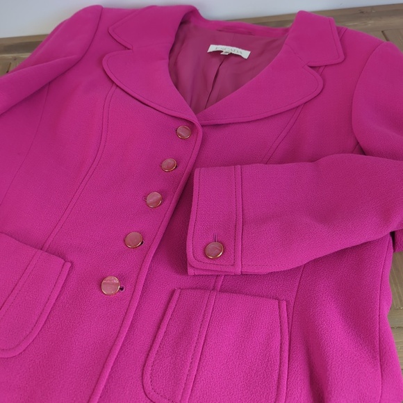 ESCADA Women's Magenta Fuchsia Virgin Wool Blazer Jacket Size 44 (US 14) Vintage - Picture 2 of 16